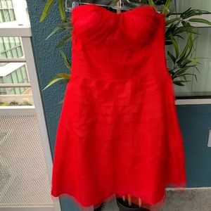 New Adrianna Papell red tulle tiered dress 6